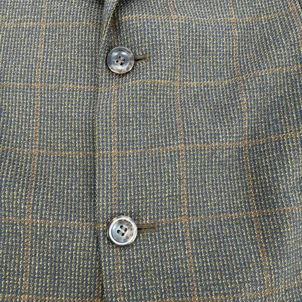 Vtg Classics by Bill Blass Brown Plaid Wool Blazer Sport Coat Jacket Mens 43L